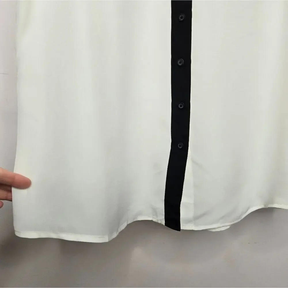 JCrew Women's Sleeveless Offwhite Cream Blouse w/ Black Trim Pockets NWT Size 16